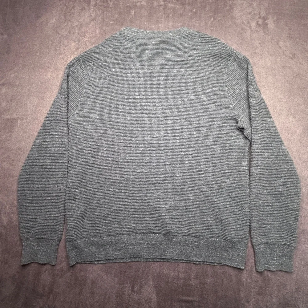 J Crew Shirt Mens Green Textured Knit Crew Neck Sweater‎ Size Large 100% Cotton